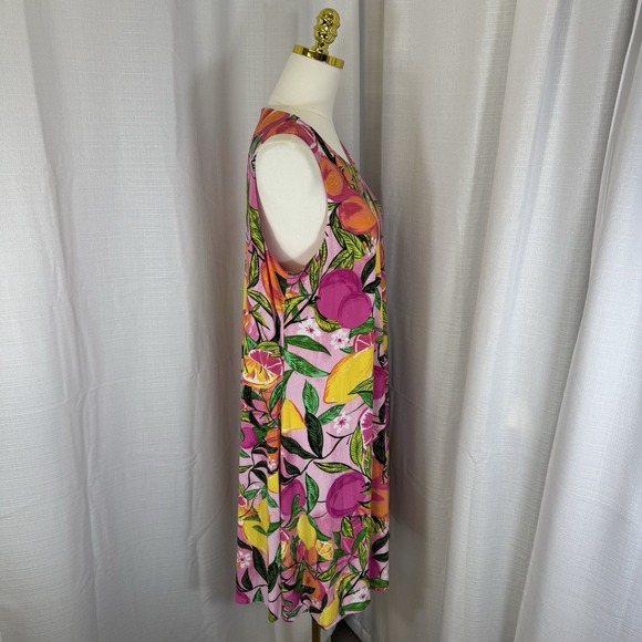 NWT Pappagallo Citrus Fruit Lemons Oranges‎ Jersey Dress Sundress Preppy XL $99 - Picture 4 of 13